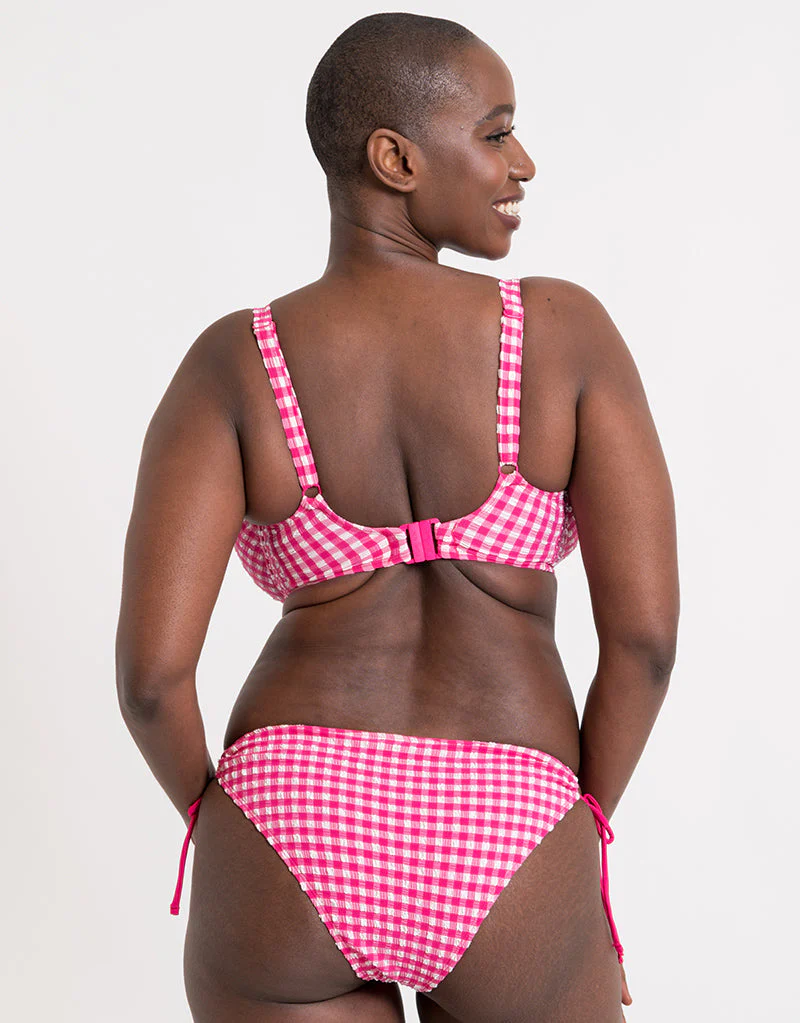 Curvy Kate Holiday Check Scooped Balcony Bikini Top Raspberry Pink - Image 6